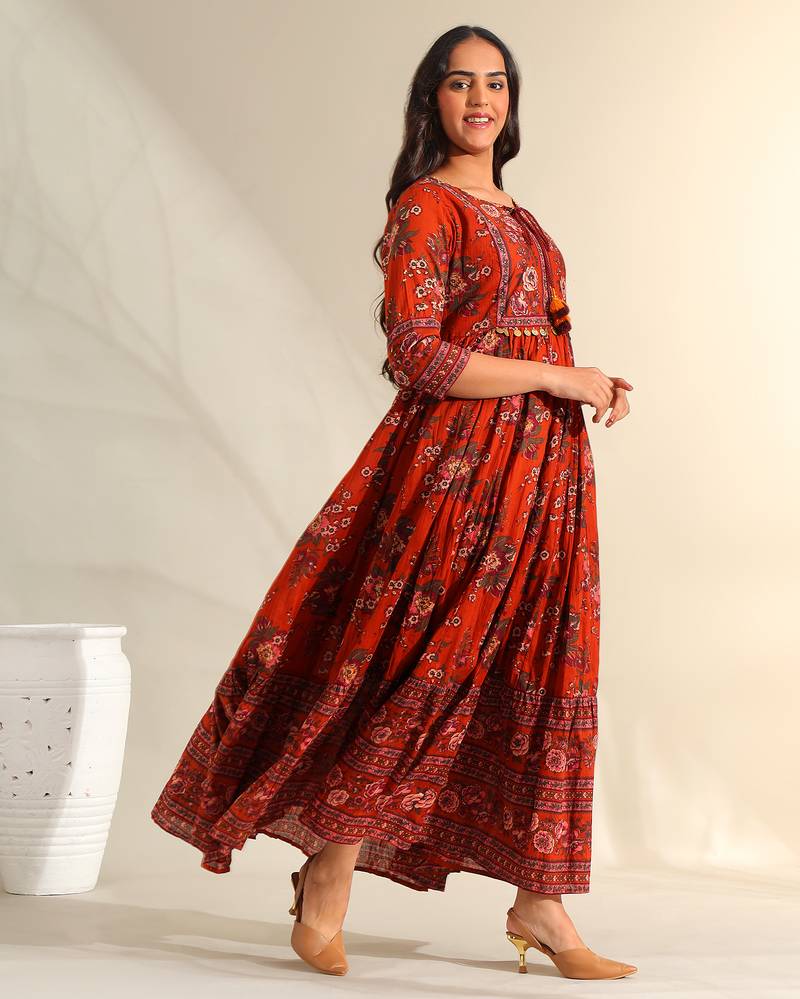 Vanya rust meadow dress