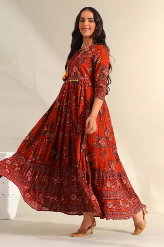 Vanya rust meadow dress
