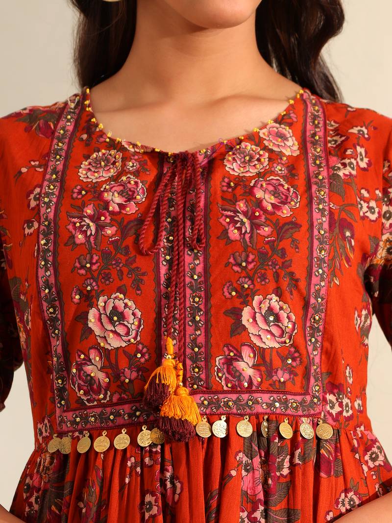 Vanya rust meadow dress