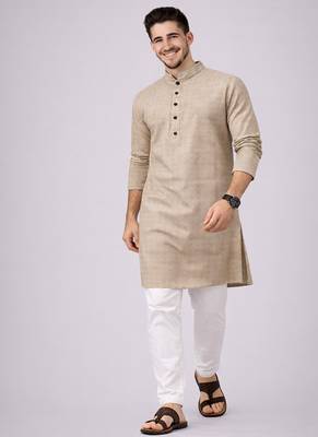 Grey color jaquard butti work jaquard silk kurta payjama set 1