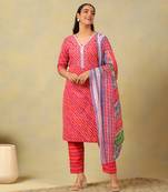 Crimson leheria fusion kurta set