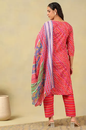 Crimson leheria fusion kurta set