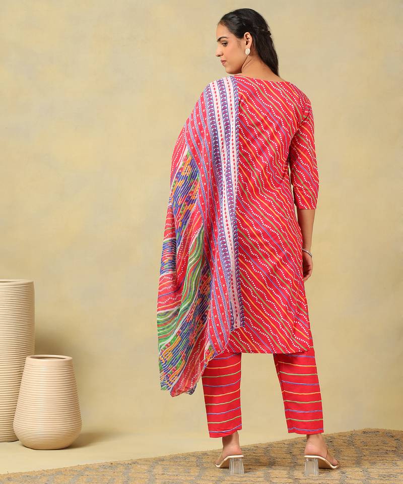 Crimson leheria fusion kurta set