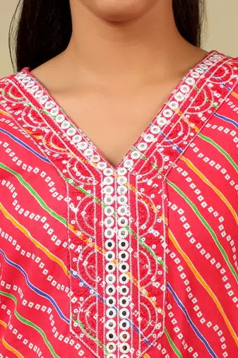 Crimson leheria fusion kurta set
