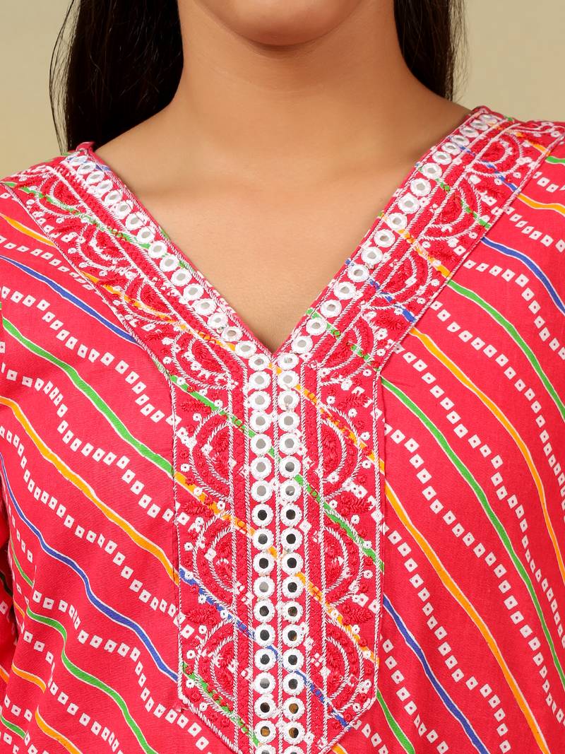 Crimson leheria fusion kurta set