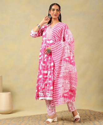 Ishani radiant abstract print anarkali suit set 1