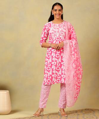 Ananya geometric block print kurta set 1