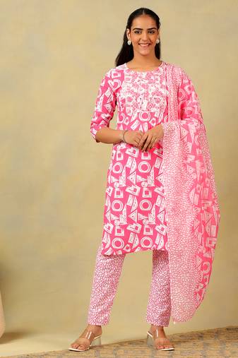 Ananya geometric block print kurta set