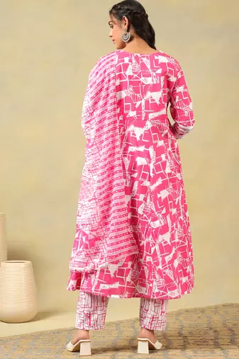 Ishani radiant abstract print anarkali suit set