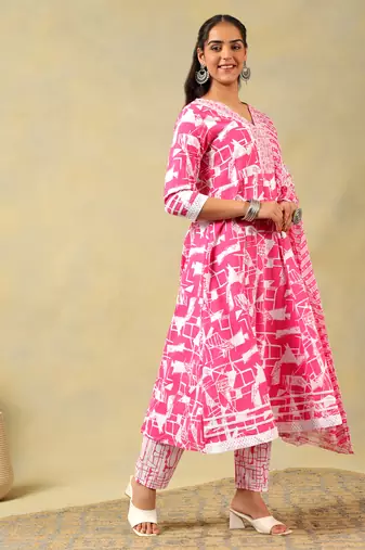 Ishani radiant abstract print anarkali suit set