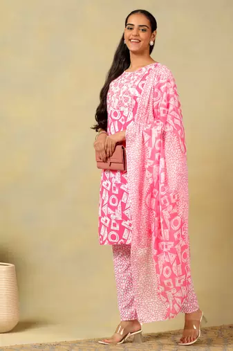 Ananya geometric block print kurta set