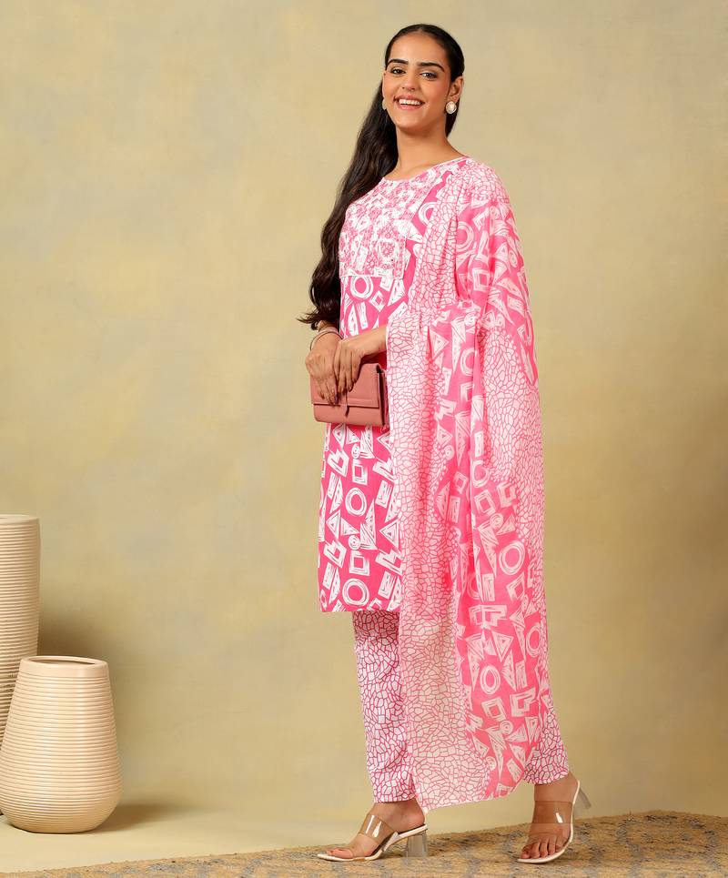 Ananya geometric block print kurta set