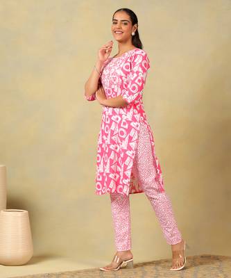 Ananya geometric block print kurta set 4