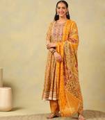 Amara mustard floral anarkali suit set