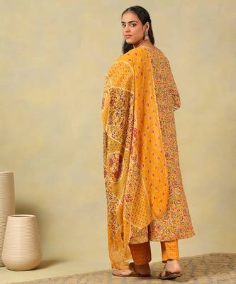 Amara mustard floral anarkali suit set 2