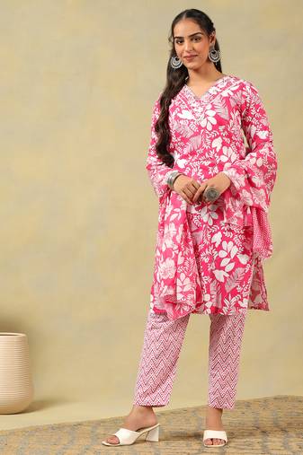 Meher floral block print kurta set
