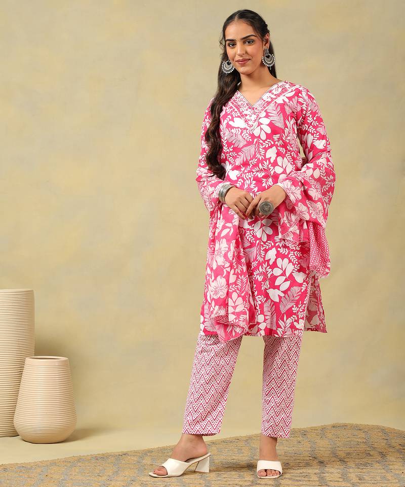 Meher floral block print kurta set