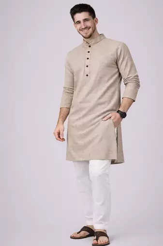 Grey color jaquard butti work jaquard silk kurta payjama set