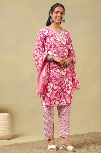 Meher floral block print kurta set