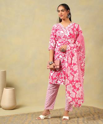 Meher floral block print kurta set 4
