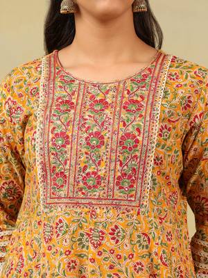 Amara mustard floral anarkali suit set 5
