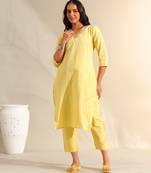 Zoya lemon zari stripe kurta set