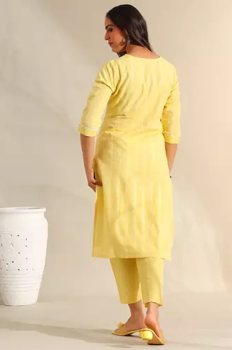 Zoya lemon zari stripe kurta set