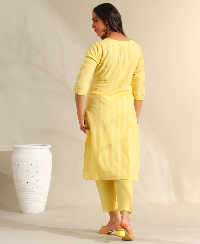 Zoya lemon zari stripe kurta set
