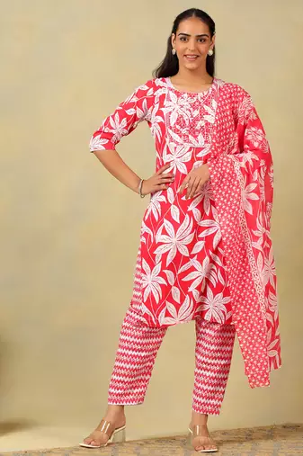 Saanjh lily floral motif kurta set