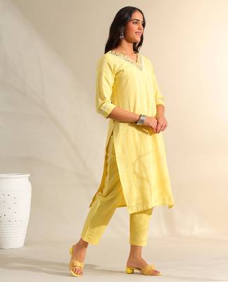 Zoya lemon zari stripe kurta set 3