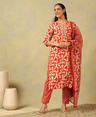 Advika crimson abstract suit set 1
