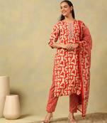 Advika crimson abstract suit set