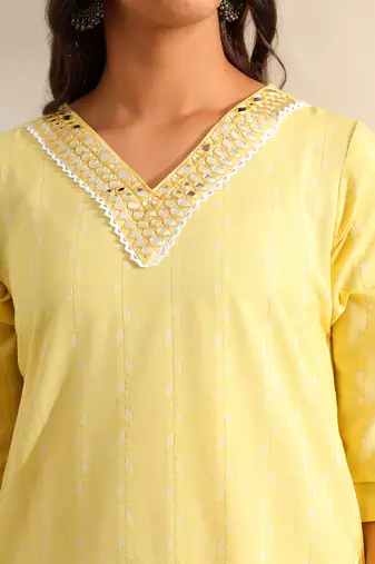 Zoya lemon zari stripe kurta set