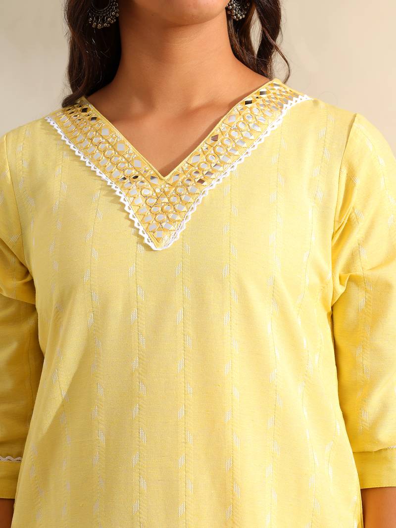 Zoya lemon zari stripe kurta set