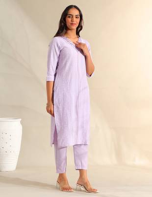 Sia lavender zari stripe kurta set 1