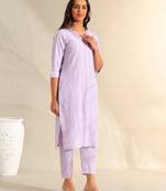 Sia lavender zari stripe kurta set