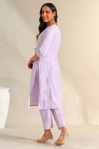 Sia lavender zari stripe kurta set
