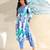 Rhea azure geometric fusion suit set