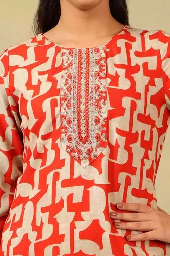 Advika crimson abstract suit set