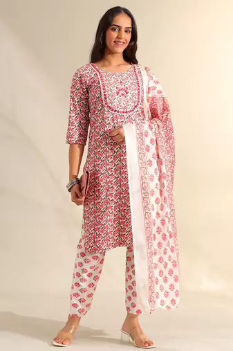 Avni floral booti block print kurta set