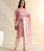 Avni floral booti block print kurta set