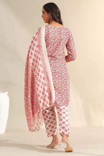 Avni floral booti block print kurta set