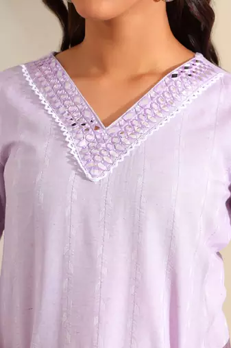 Sia lavender zari stripe kurta set
