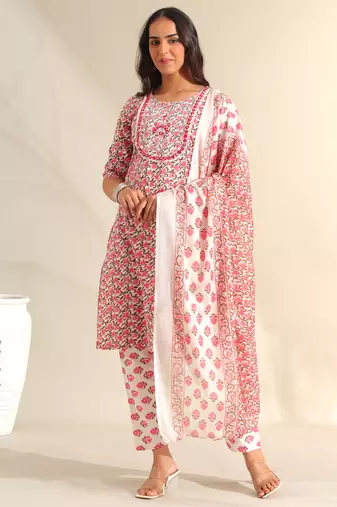 Avni floral booti block print kurta set