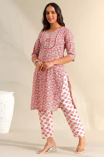Avni floral booti block print kurta set