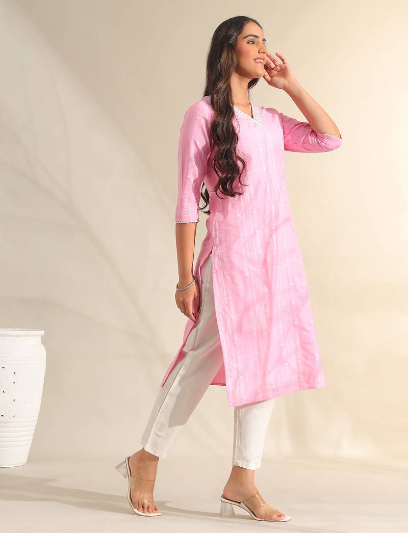 Pari rose zari stripe kurta set