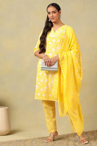 Myra sunny leafy bloom kurta set