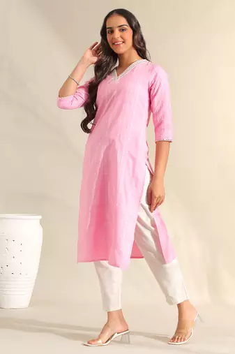 Pari rose zari stripe kurta set