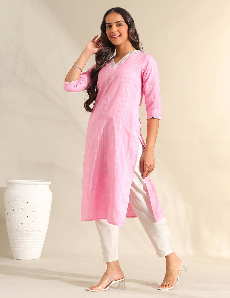 Pari rose zari stripe kurta set