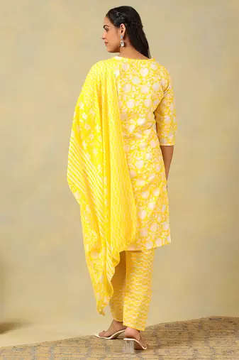 Myra sunny leafy bloom kurta set
